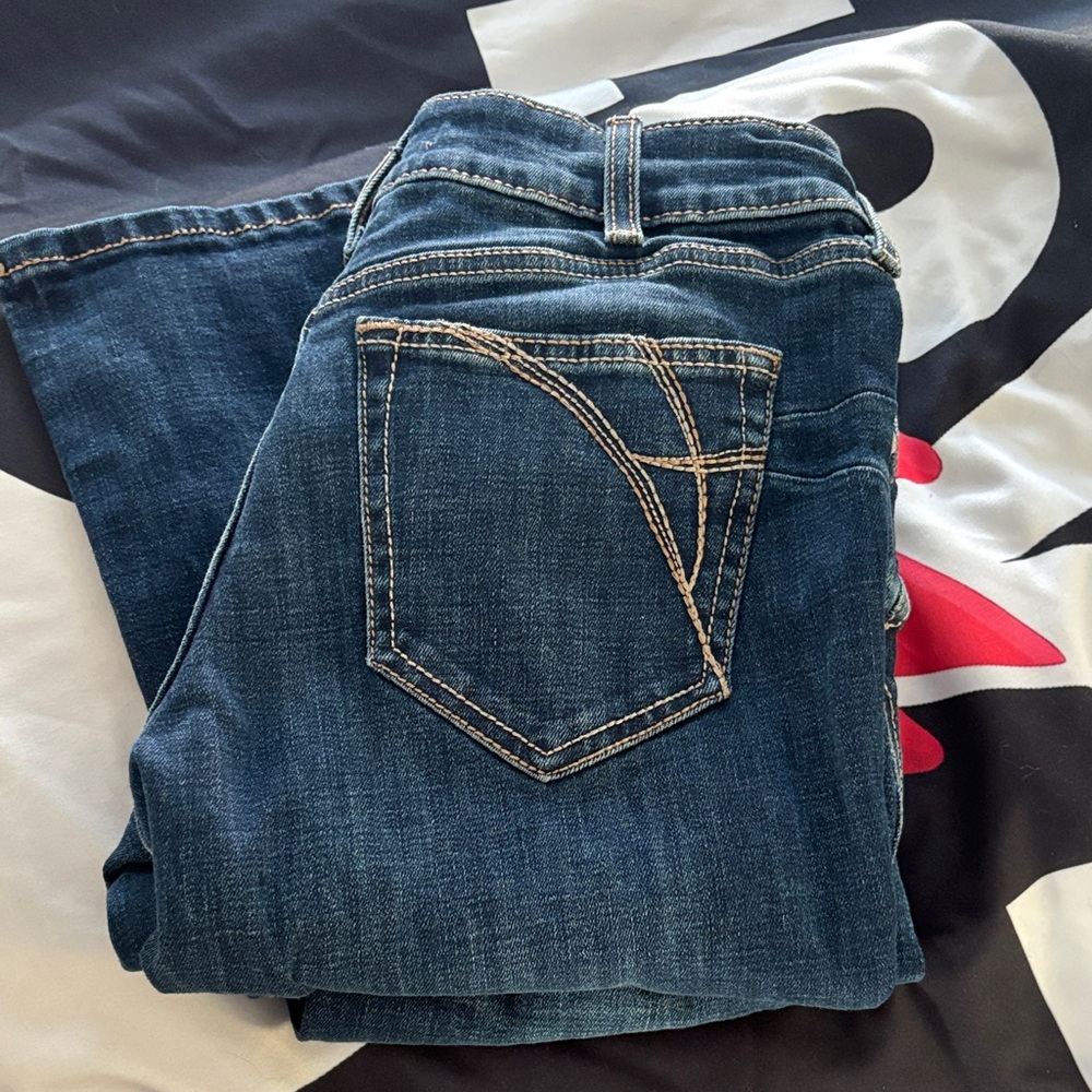 Aria Dark Blue boot cut Jeans with Contrast Stitching perfect rise
